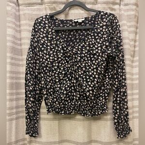 Floral Black Top